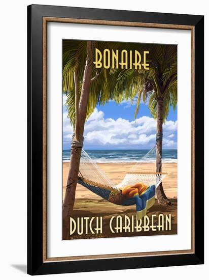 Bonaire, Dutch Caribbean - Hammock and Palms-Lantern Press-Framed Art Print