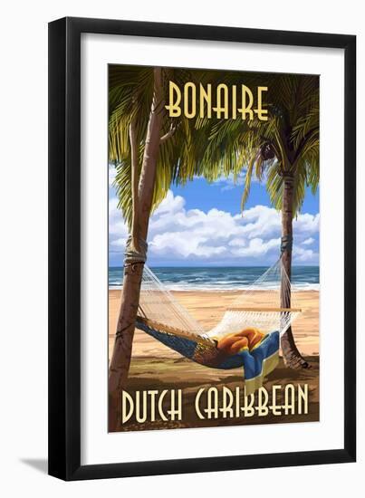 Bonaire, Dutch Caribbean - Hammock and Palms-Lantern Press-Framed Art Print