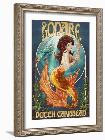 Bonaire, Dutch Caribbean - Mermaid-Lantern Press-Framed Art Print