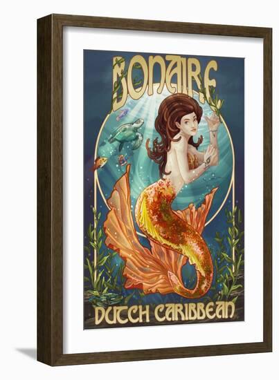 Bonaire, Dutch Caribbean - Mermaid-Lantern Press-Framed Art Print