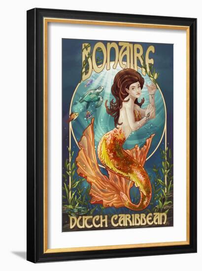 Bonaire, Dutch Caribbean - Mermaid-Lantern Press-Framed Art Print