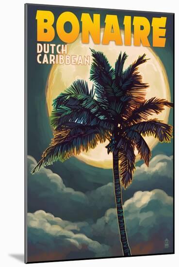 Bonaire, Dutch Caribbean - Palm and Moon-Lantern Press-Mounted Art Print