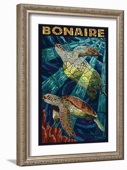 Bonaire, Dutch Caribbean - Sea Turtle Mosaic-Lantern Press-Framed Art Print