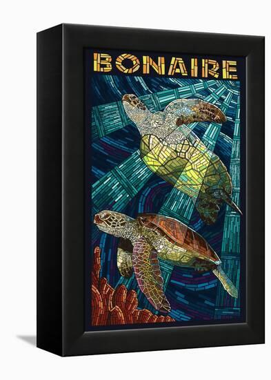 Bonaire, Dutch Caribbean - Sea Turtle Mosaic-Lantern Press-Framed Stretched Canvas