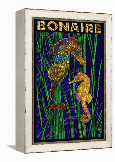 Bonaire, Dutch Caribbean - Seahorse Mosaic-Lantern Press-Framed Stretched Canvas