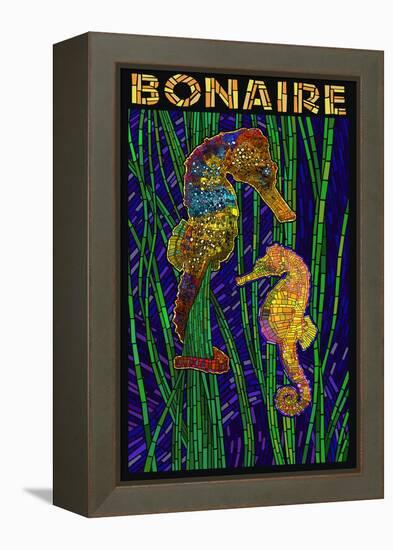 Bonaire, Dutch Caribbean - Seahorse Mosaic-Lantern Press-Framed Stretched Canvas