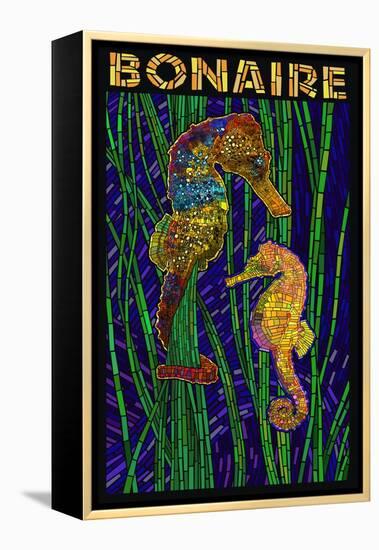 Bonaire, Dutch Caribbean - Seahorse Mosaic-Lantern Press-Framed Stretched Canvas