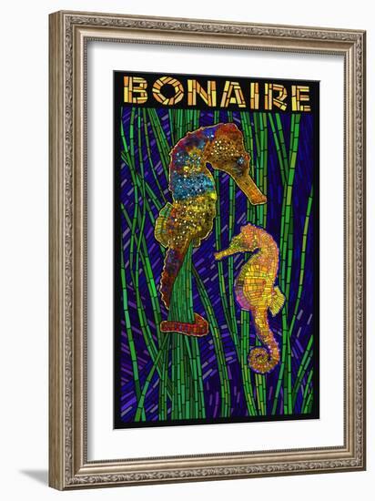 Bonaire, Dutch Caribbean - Seahorse Mosaic-Lantern Press-Framed Art Print