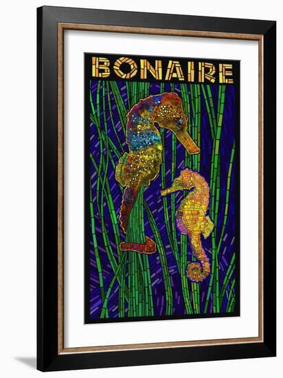 Bonaire, Dutch Caribbean - Seahorse Mosaic-Lantern Press-Framed Art Print