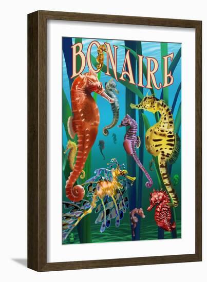 Bonaire, Dutch Caribbean - Seahorses-Lantern Press-Framed Art Print