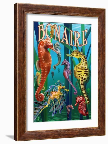 Bonaire, Dutch Caribbean - Seahorses-Lantern Press-Framed Art Print