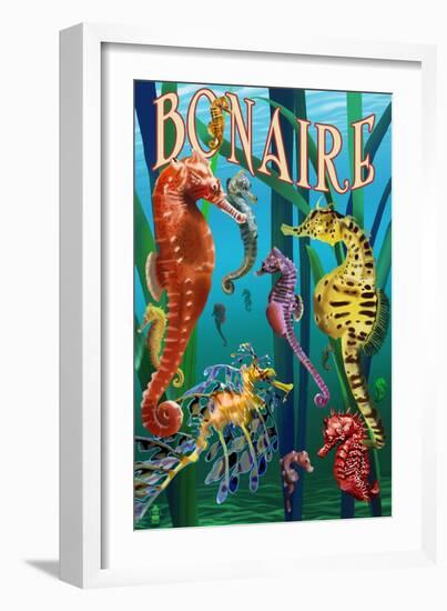 Bonaire, Dutch Caribbean - Seahorses-Lantern Press-Framed Art Print