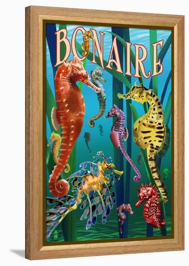 Bonaire, Dutch Caribbean - Seahorses-Lantern Press-Framed Stretched Canvas