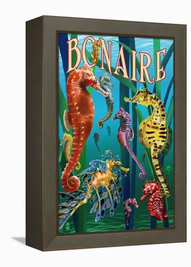 Bonaire, Dutch Caribbean - Seahorses-Lantern Press-Framed Stretched Canvas