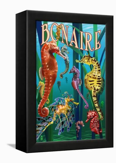 Bonaire, Dutch Caribbean - Seahorses-Lantern Press-Framed Stretched Canvas