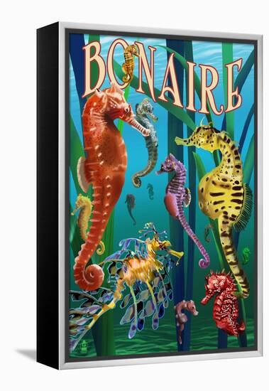 Bonaire, Dutch Caribbean - Seahorses-Lantern Press-Framed Stretched Canvas