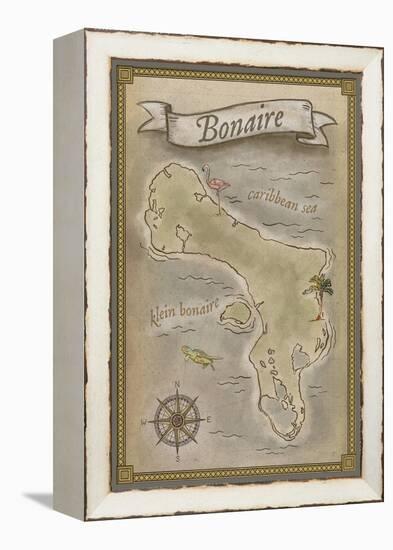 Bonaire, Dutch Caribbean - Treasure Map-Lantern Press-Framed Stretched Canvas