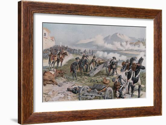 Bonaparte Aiming the Cannon at Lodi-Felicien Baron De Myrbach-rheinfeld-Framed Giclee Print