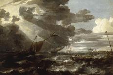 An Estuary Scene in a Gale, with Fishermen hauling in a Fixed Line-Bonaventura Peeters-Giclee Print