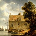 An Estuary Scene in a Gale, with Fishermen hauling in a Fixed Line-Bonaventura Peeters-Giclee Print