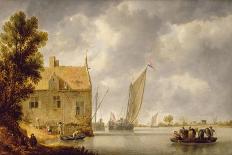 An Estuary Scene in a Gale, with Fishermen hauling in a Fixed Line-Bonaventura Peeters-Giclee Print