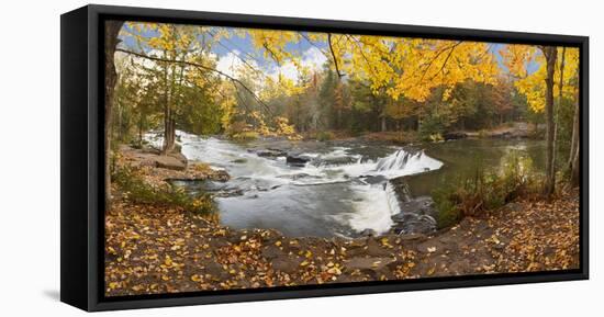 Bond Falls In Autumn Panorama #2, Bruce Crossing, Michigan '12-Monte Nagler-Framed Stretched Canvas