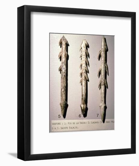 Bone Harpoons for fishing, Dordogne region, France, Paleolithic Period, (c20th century)-Unknown-Framed Giclee Print