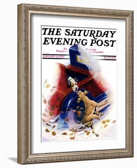 "Bone of Contention," Saturday Evening Post Cover, January 4, 1930-Robert L. Dickey-Framed Giclee Print