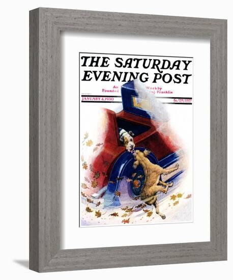 "Bone of Contention," Saturday Evening Post Cover, January 4, 1930-Robert L. Dickey-Framed Giclee Print