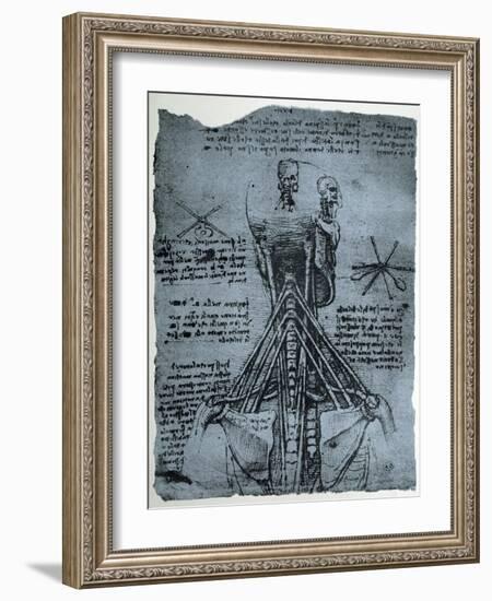 Bone Structure of the Human Neck and Shoulder, Facsimile Copy-Leonardo da Vinci-Framed Giclee Print