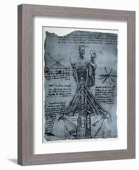 Bone Structure of the Human Neck and Shoulder, Facsimile Copy-Leonardo da Vinci-Framed Giclee Print