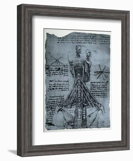 Bone Structure of the Human Neck and Shoulder, Facsimile Copy-Leonardo da Vinci-Framed Giclee Print