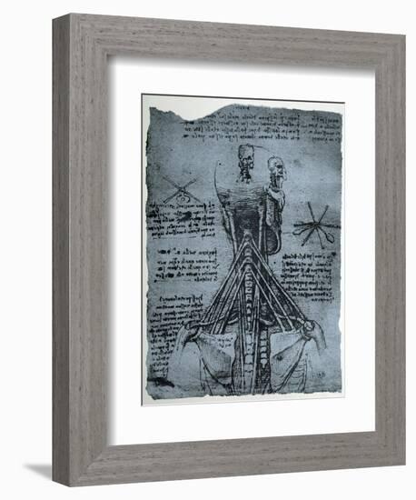 Bone Structure of the Human Neck and Shoulder, Facsimile Copy-Leonardo da Vinci-Framed Giclee Print