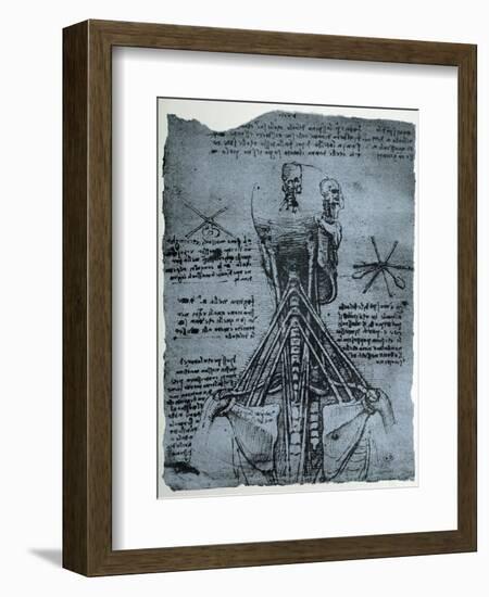 Bone Structure of the Human Neck and Shoulder, Facsimile Copy-Leonardo da Vinci-Framed Giclee Print