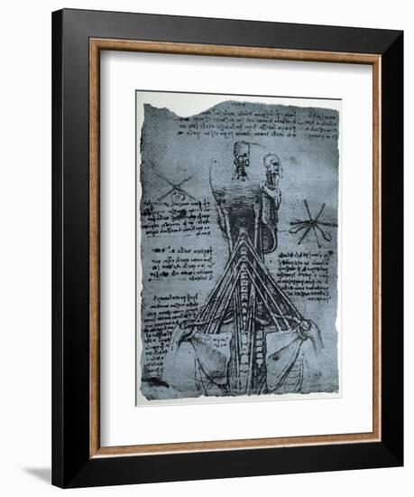 Bone Structure of the Human Neck and Shoulder, Facsimile Copy-Leonardo da Vinci-Framed Giclee Print