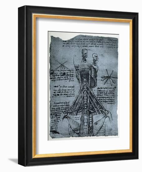 Bone Structure of the Human Neck and Shoulder, Facsimile Copy-Leonardo da Vinci-Framed Giclee Print