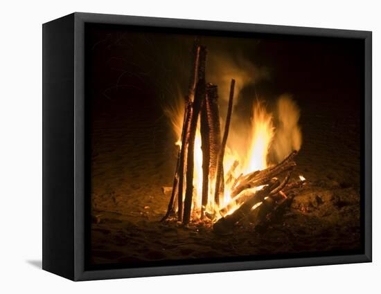 Bonfire on Beach, Punta Islita, Nicoya Pennisula, Pacific Coast, Costa Rica, Central America-R H Productions-Framed Premier Image Canvas