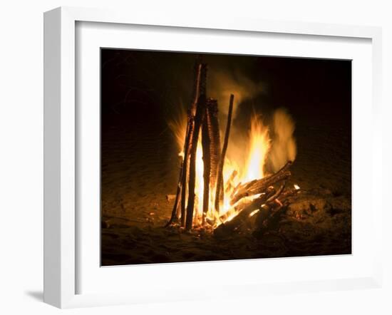 Bonfire on Beach, Punta Islita, Nicoya Pennisula, Pacific Coast, Costa Rica, Central America-R H Productions-Framed Photographic Print