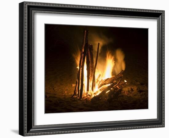 Bonfire on Beach, Punta Islita, Nicoya Pennisula, Pacific Coast, Costa Rica, Central America-R H Productions-Framed Photographic Print