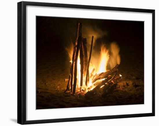 Bonfire on Beach, Punta Islita, Nicoya Pennisula, Pacific Coast, Costa Rica, Central America-R H Productions-Framed Photographic Print