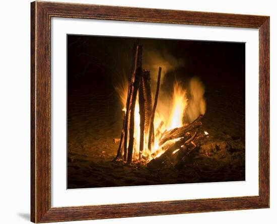 Bonfire on Beach, Punta Islita, Nicoya Pennisula, Pacific Coast, Costa Rica, Central America-R H Productions-Framed Photographic Print