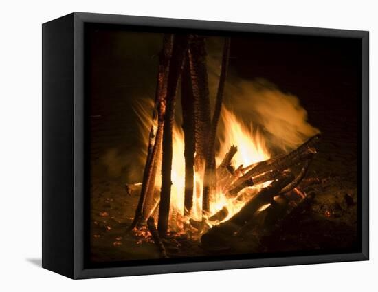 Bonfire on Beach, Punta Islita, Nicoya Pennisula, Pacific Coast, Costa Rica, Central America-R H Productions-Framed Premier Image Canvas