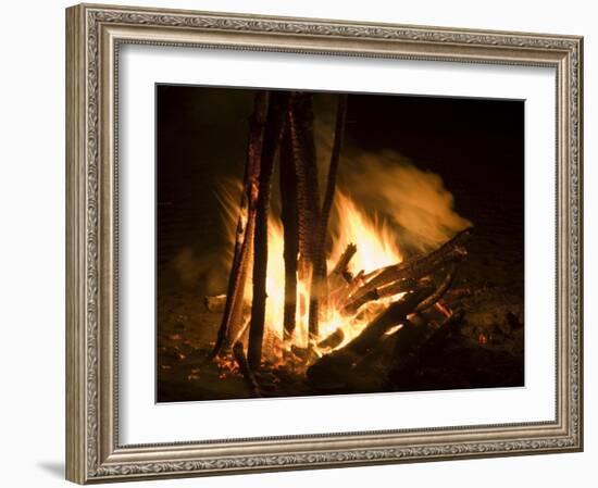 Bonfire on Beach, Punta Islita, Nicoya Pennisula, Pacific Coast, Costa Rica, Central America-R H Productions-Framed Photographic Print