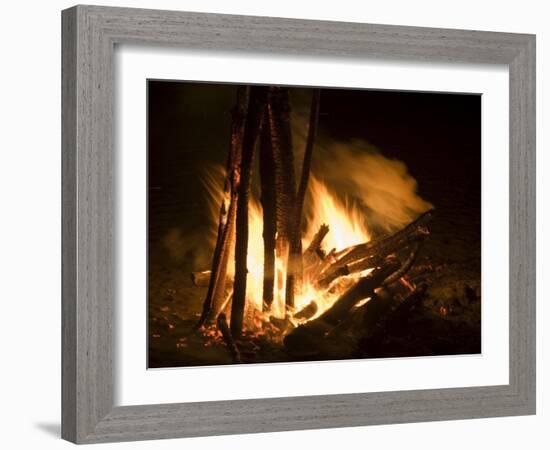 Bonfire on Beach, Punta Islita, Nicoya Pennisula, Pacific Coast, Costa Rica, Central America-R H Productions-Framed Photographic Print