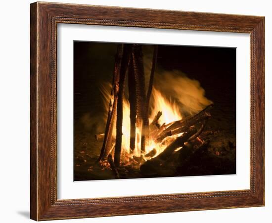 Bonfire on Beach, Punta Islita, Nicoya Pennisula, Pacific Coast, Costa Rica, Central America-R H Productions-Framed Photographic Print