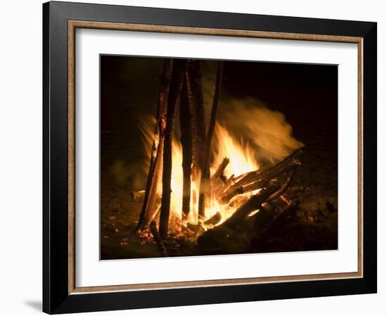 Bonfire on Beach, Punta Islita, Nicoya Pennisula, Pacific Coast, Costa Rica, Central America-R H Productions-Framed Photographic Print