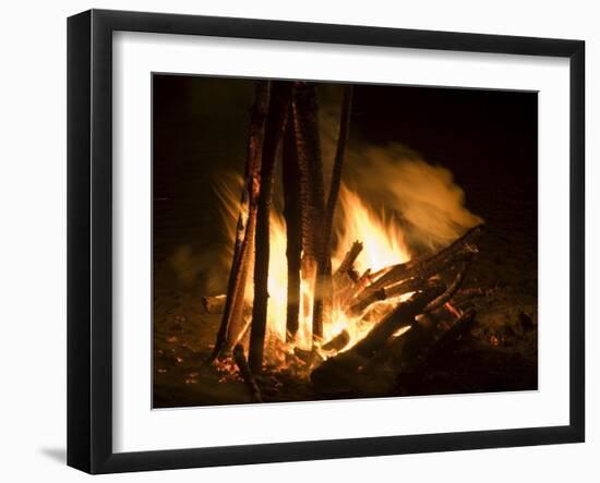 Bonfire on Beach, Punta Islita, Nicoya Pennisula, Pacific Coast, Costa Rica, Central America-R H Productions-Framed Photographic Print