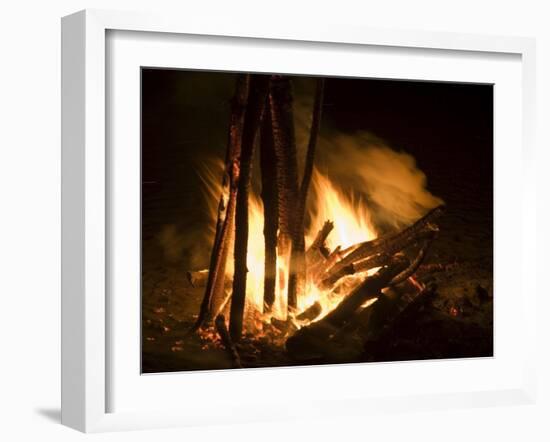 Bonfire on Beach, Punta Islita, Nicoya Pennisula, Pacific Coast, Costa Rica, Central America-R H Productions-Framed Photographic Print