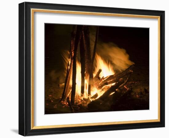 Bonfire on Beach, Punta Islita, Nicoya Pennisula, Pacific Coast, Costa Rica, Central America-R H Productions-Framed Photographic Print