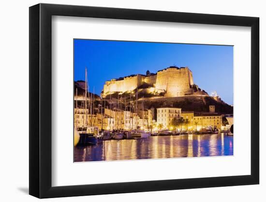 Bonifacio Citadel Seen from the Marina at Night-Massimo Borchi-Framed Photographic Print